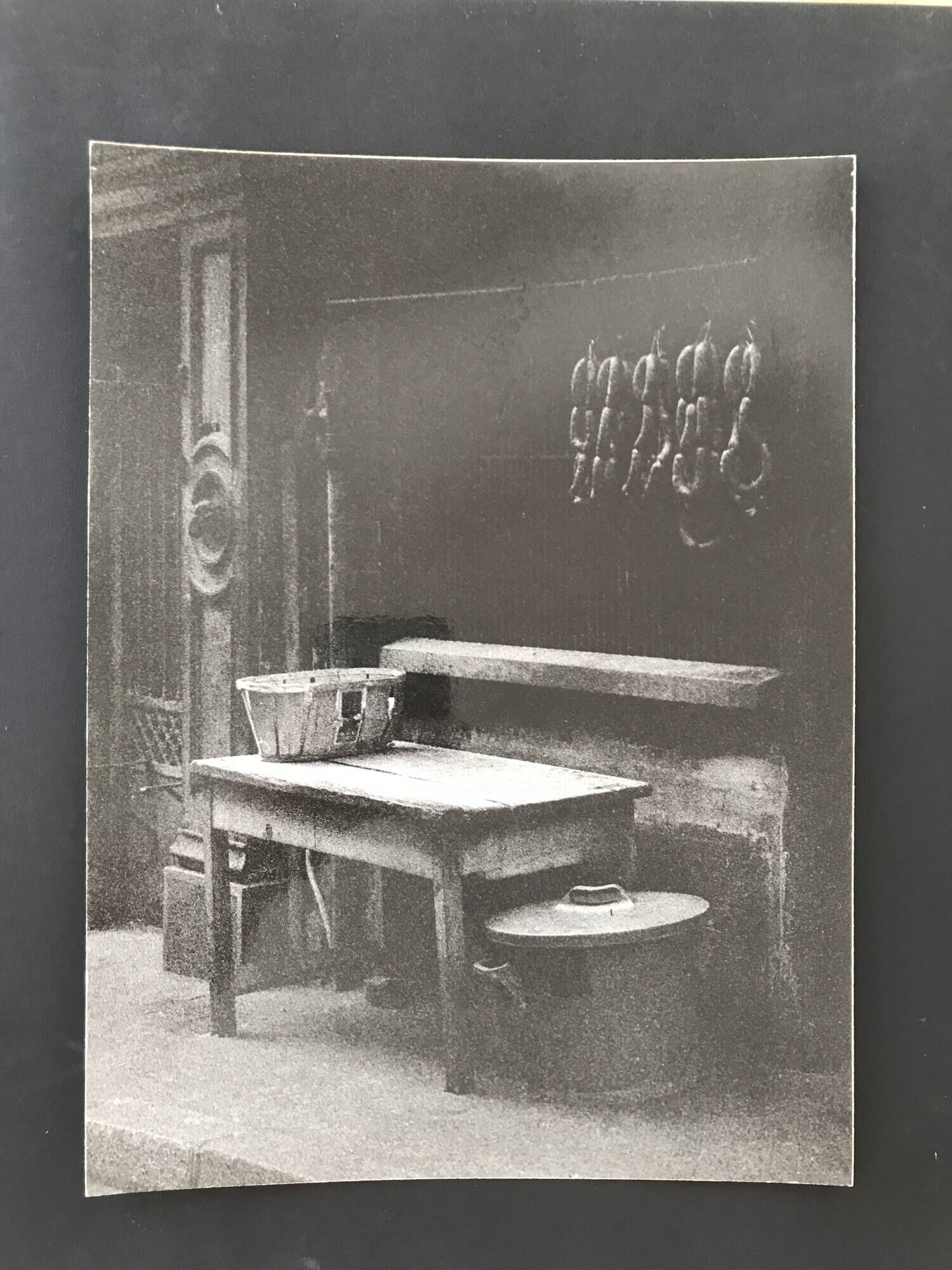 Butcher's display, 1970s/80s. Original black and white silver print on paper.