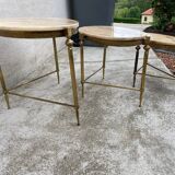 Vintage bronze, brass and onyx nesting table