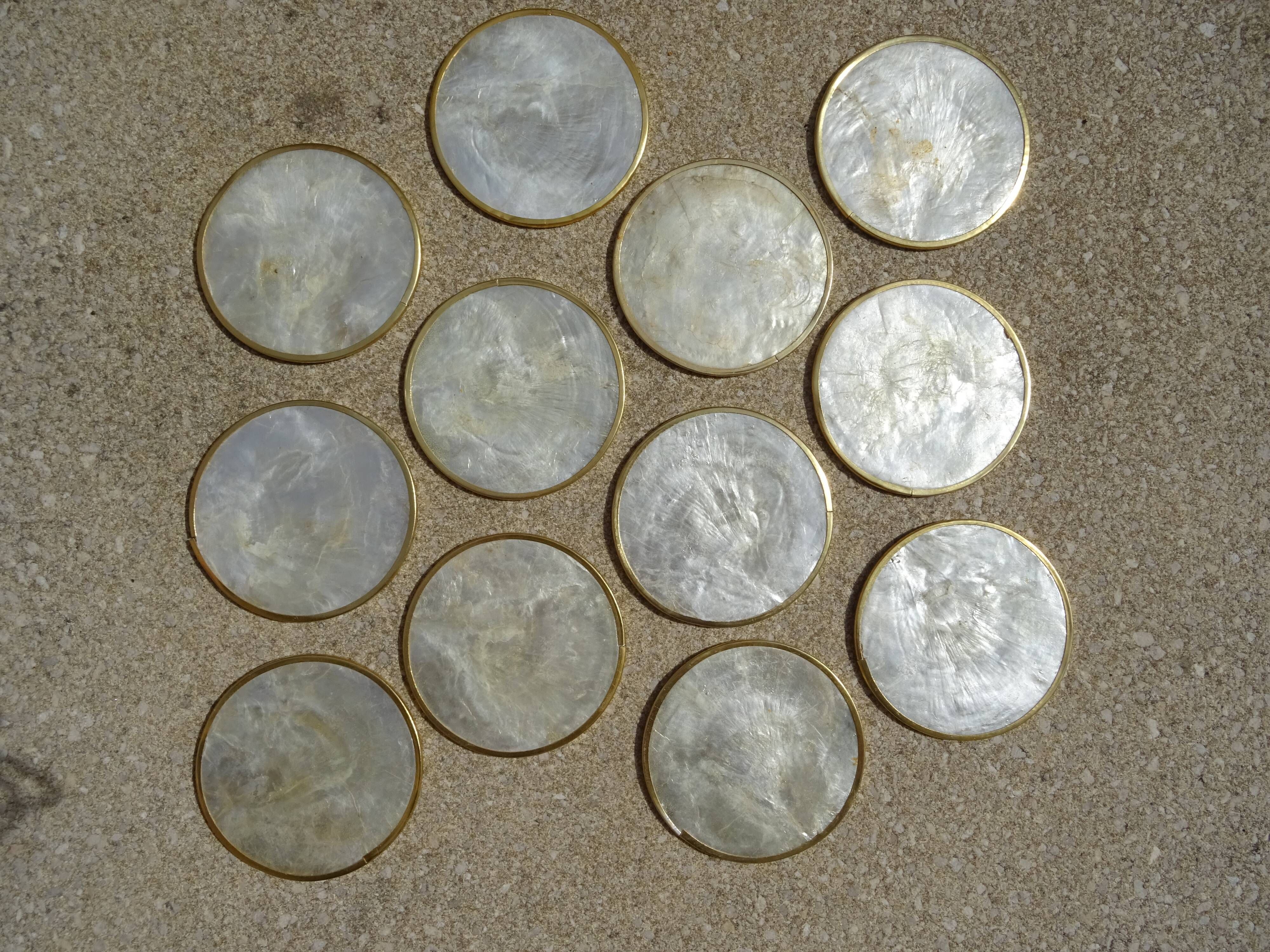 Series of 12 vintage mother-of-pearl coasters