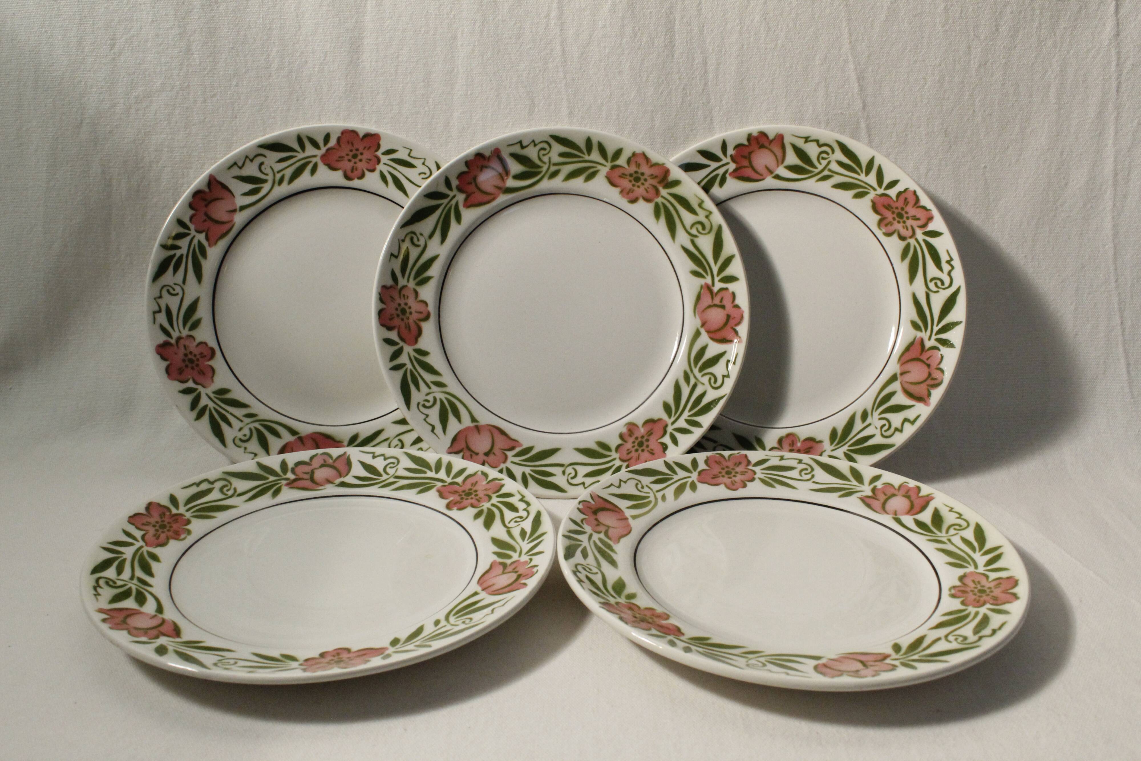 Set of 5 dessert plates Moulin des Loups - model Yvette