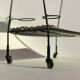 Vintage rolling table from 1960 - green rattan and black tubular metal
