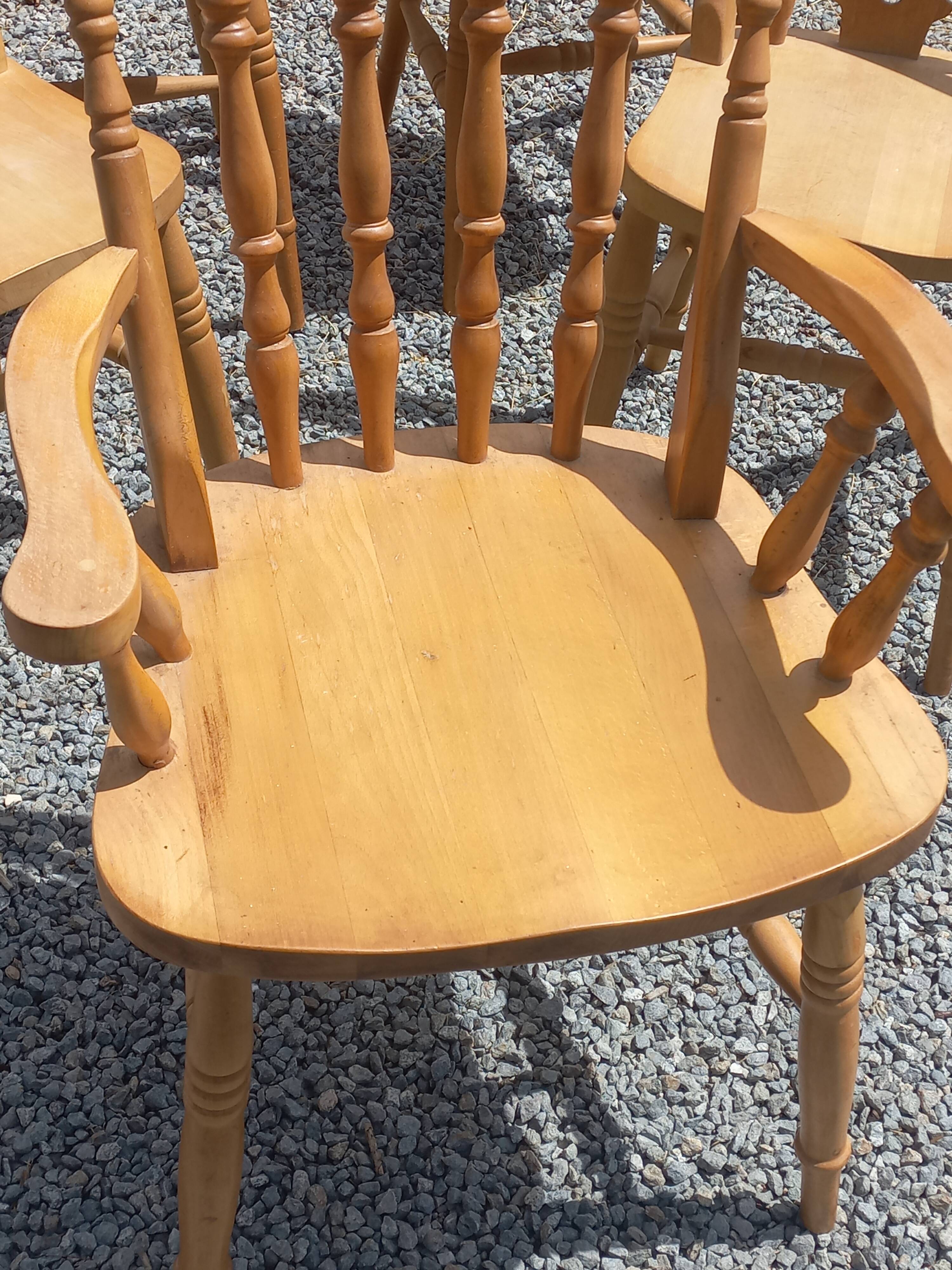 Set of 4 chairs and 1 armchair in mountain style.