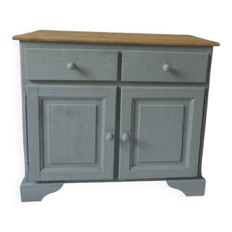 Pine sideboard sublimated in verdigris, wooden top.