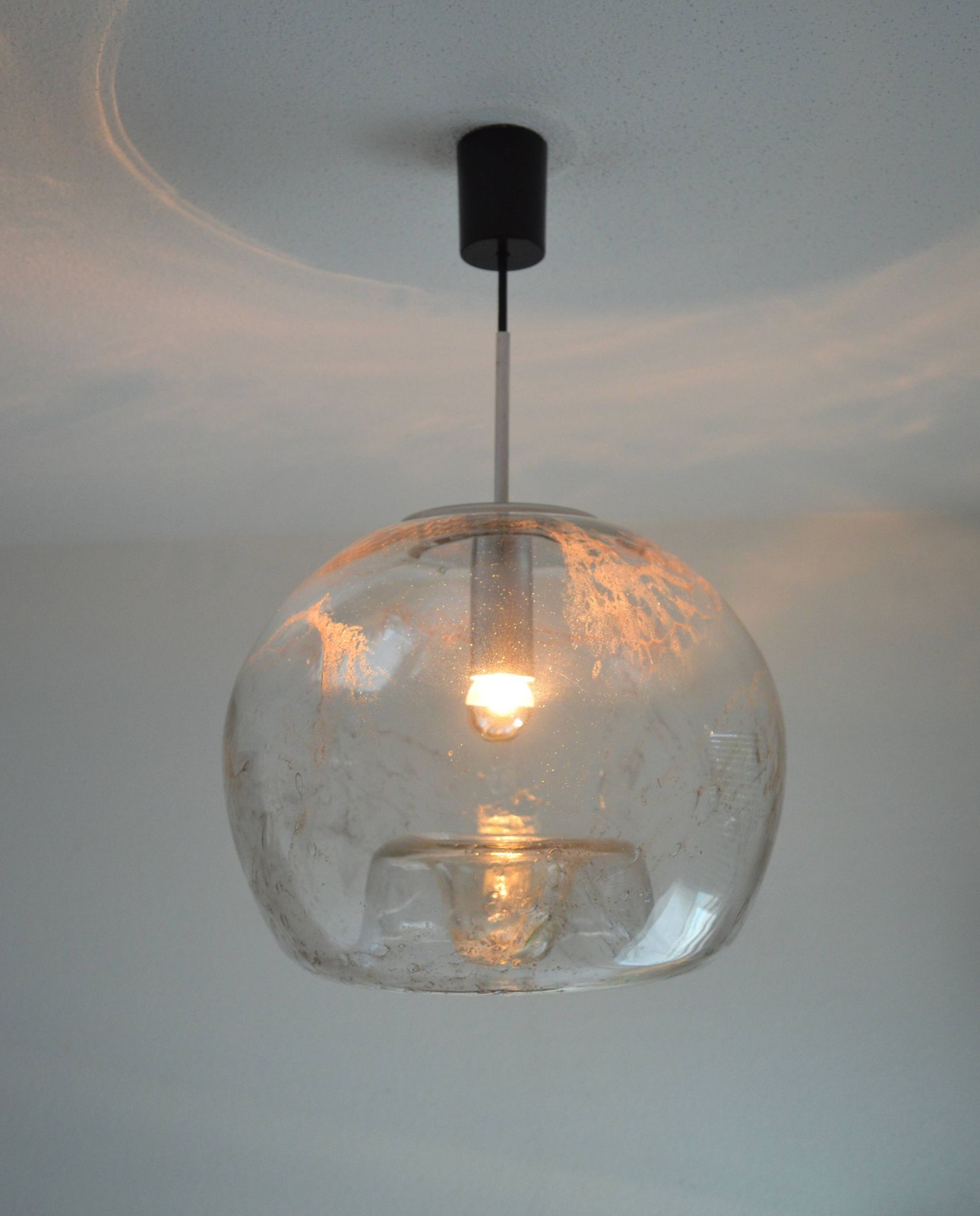 Vintage 1960s Doria design ceiling light in crystal glass