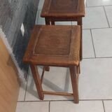 Pair of vintage wooden stools from the reconstruction period from the 40s and 50s