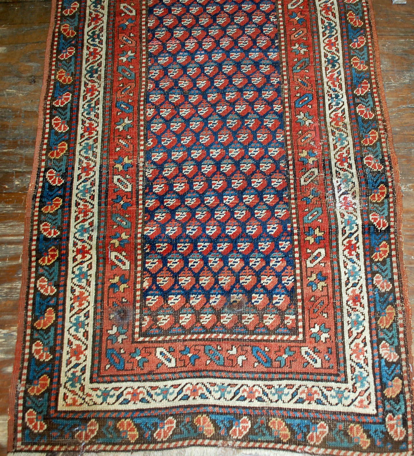 Old Caucasian carpet Gendje handmade 88cm x 177cm 1880s