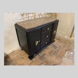 Black art deco sideboard and grey marble