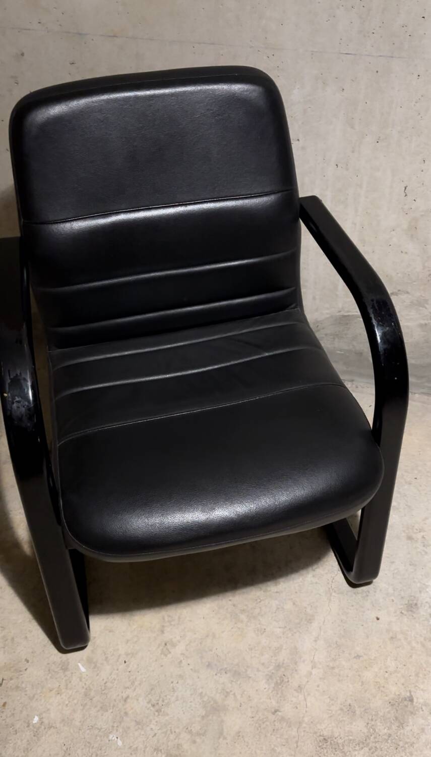 Vintage black leather armchair