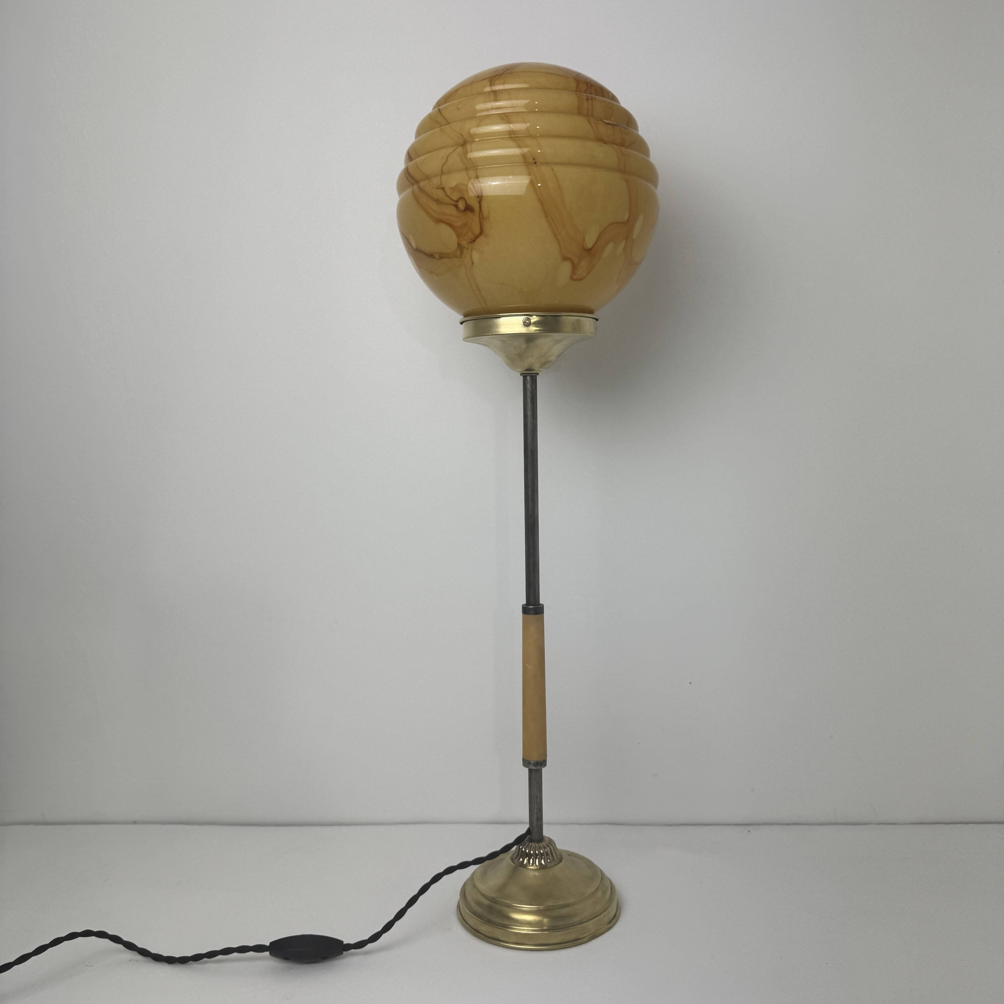 Vintage marbled glass table lamp