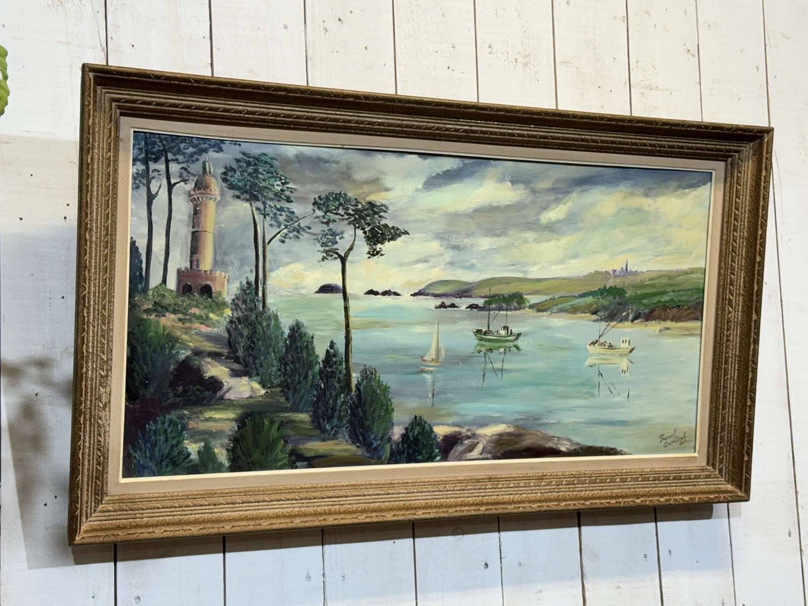 Oil on canvas signed fraval le demazel - bay of paimpol