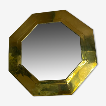 Octagonal Wall Mirror with Gold Metallic Finish