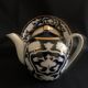 Uzbek teapot, plate, porcelain, collection, ethnic, signed, gilding