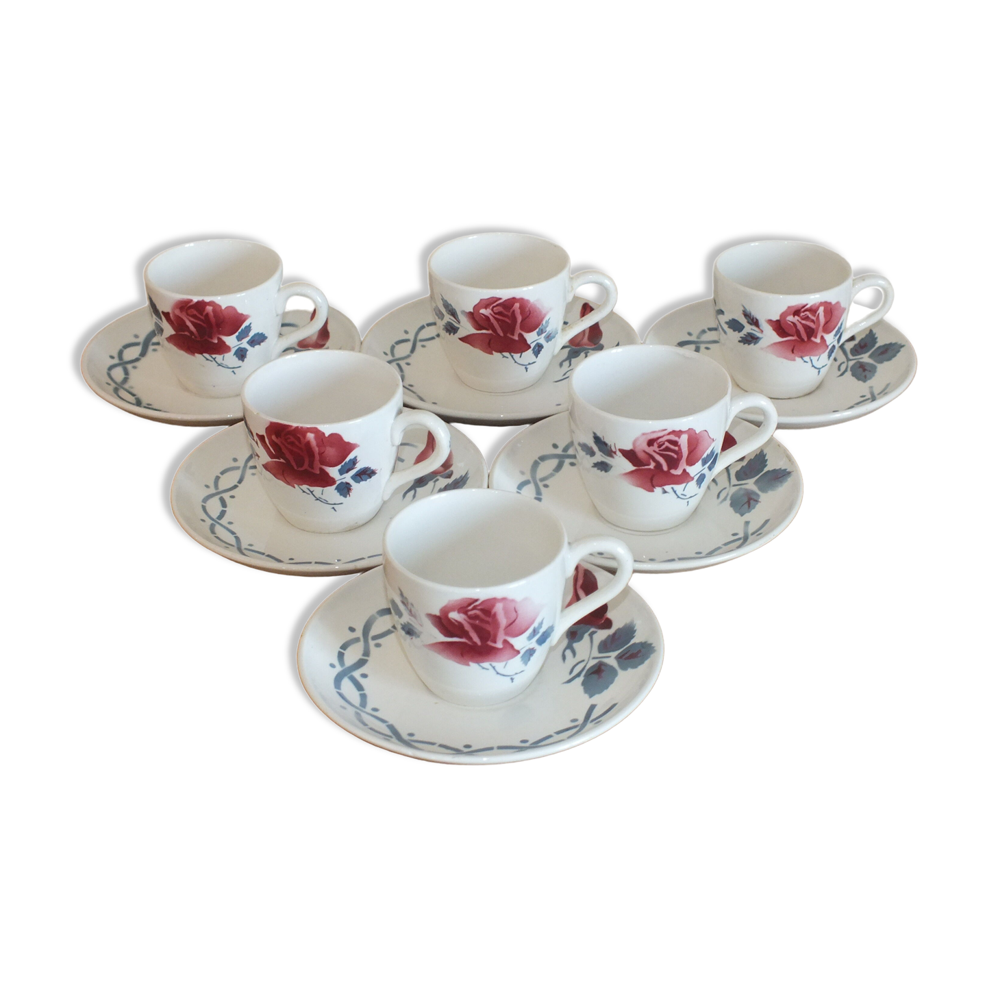 6 vintage coffee cups Sarreguemines and Digoin