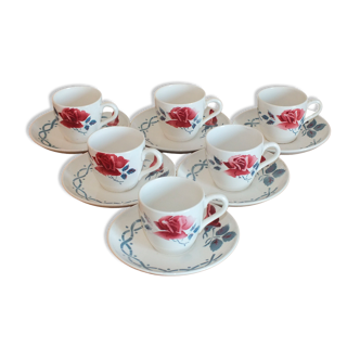 6 vintage coffee cups Sarreguemines and Digoin