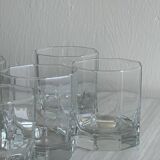 Lot de 6 verres à eau en cristal forme octogonal épais