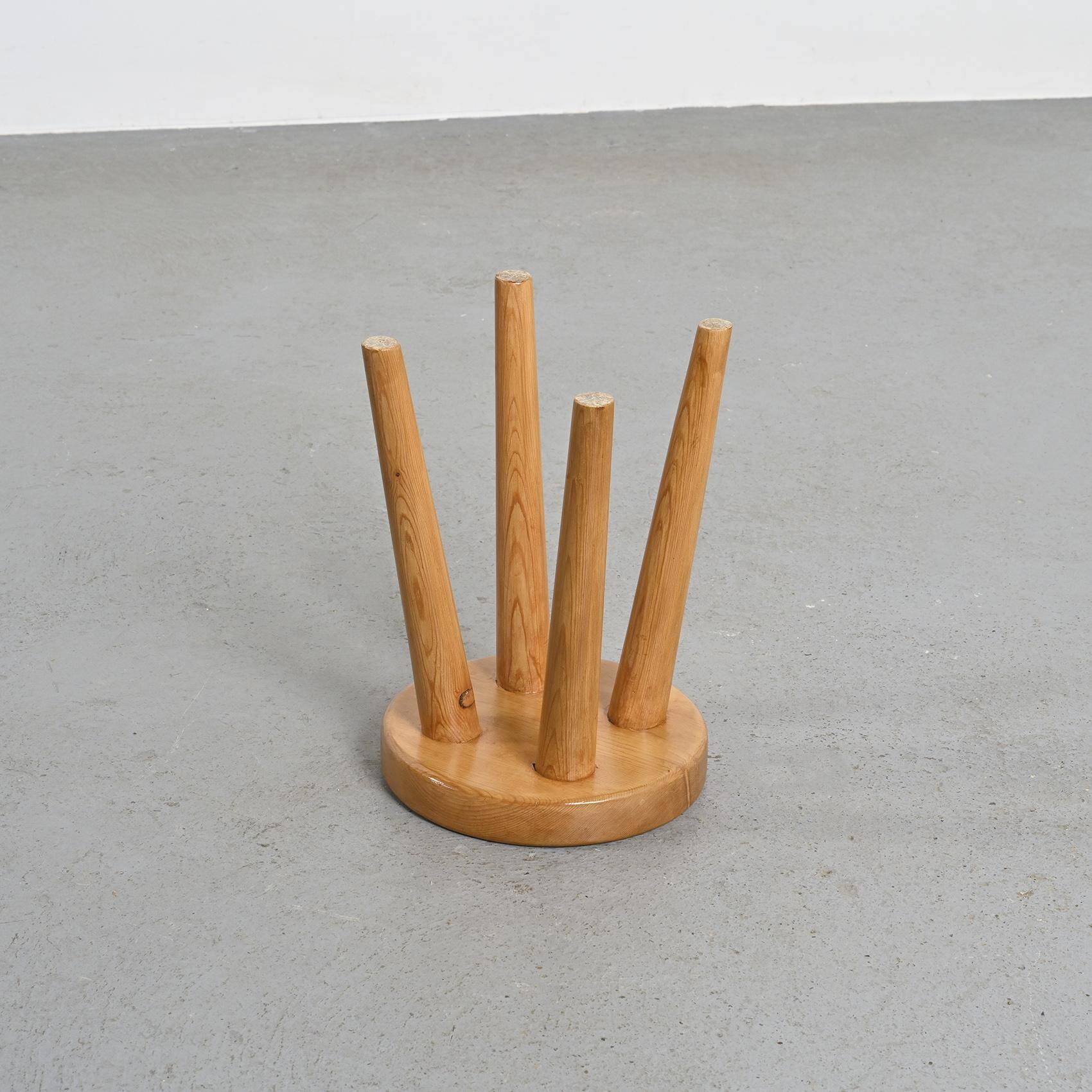 Pine stool by René Martin, 1960s design