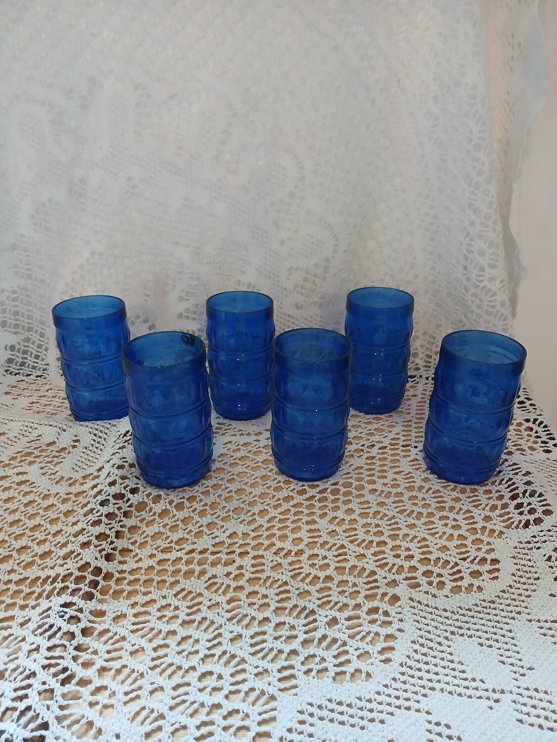 6 antique cobalt blue glasses
