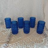 6 verres anciens bleu cobalt