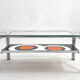Coffee table of the 60s - 70s in ceramic, chrome and glass