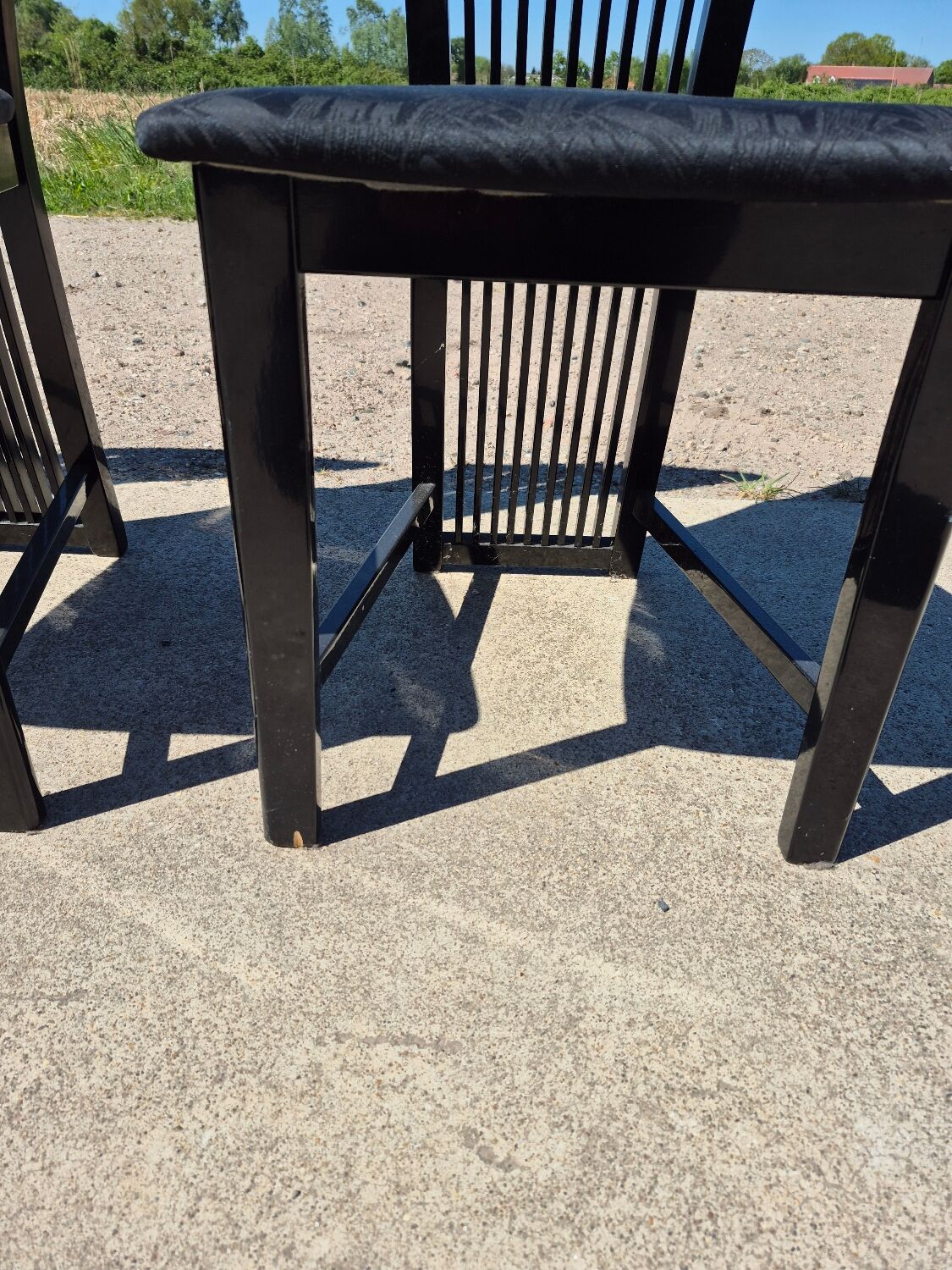 Set 4 postmodern black lacquer dining chairs 1980s
