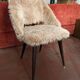 70s faux fur chair with tapered legs in powder pink