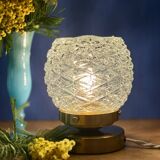 Vintage globe table lamp in moulded glass