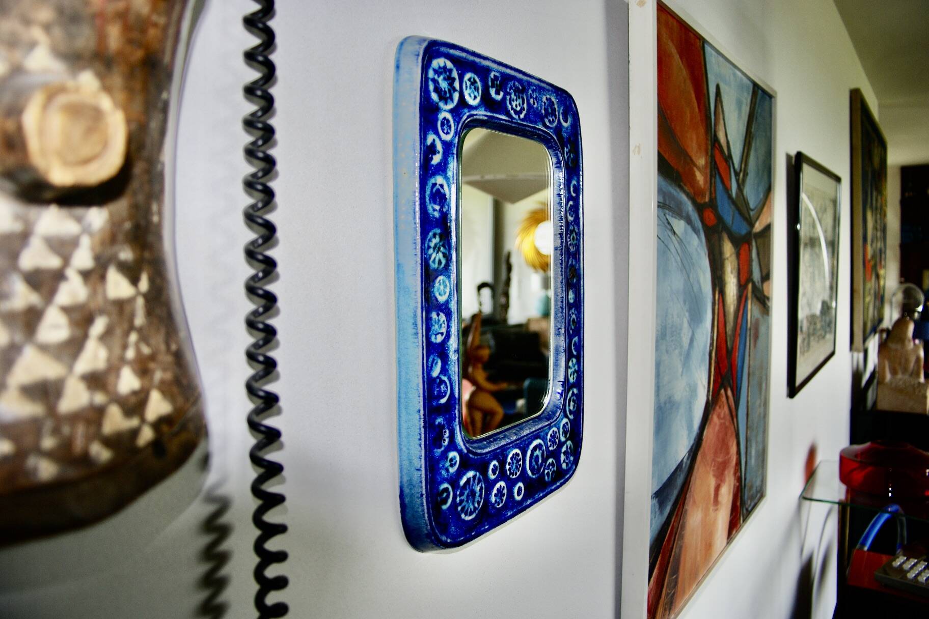 Vintage ceramic mirror from vegvari hungary 1970