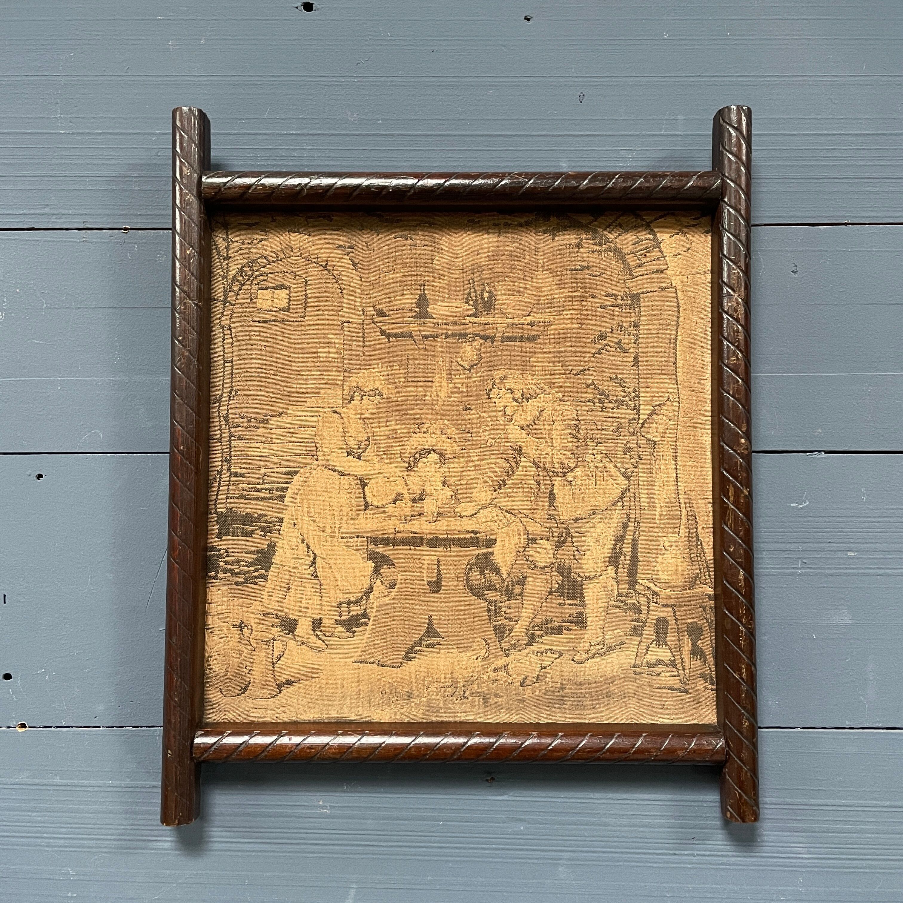 Set of two antique framed gobelins from France from the 19th century