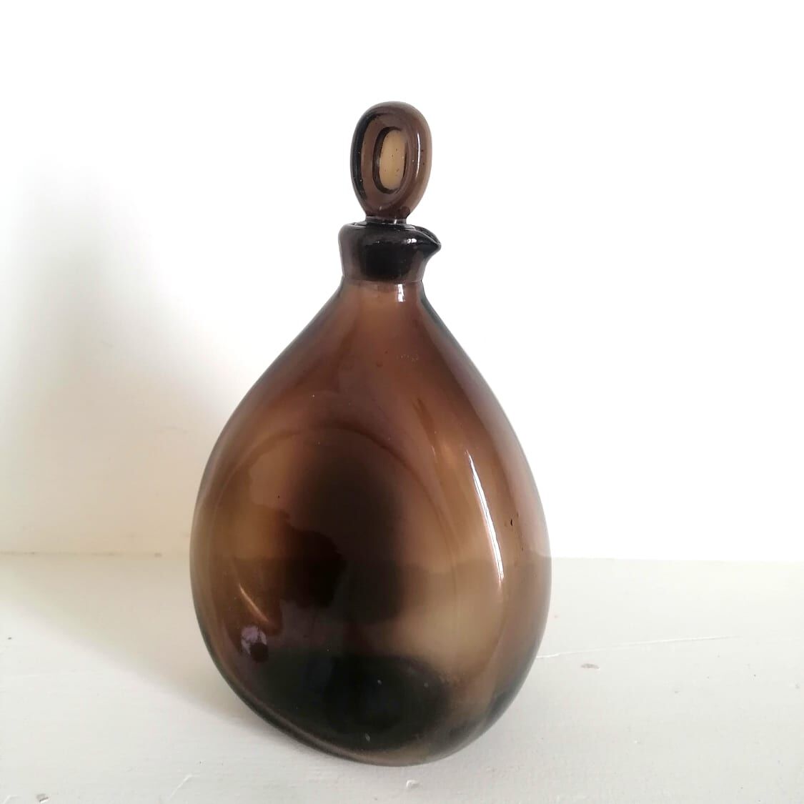 Carafe à liqueur verre ambré 1970