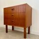 Small chest of drawers or bedside table in teak, Scandinavian design from the 70s vintage