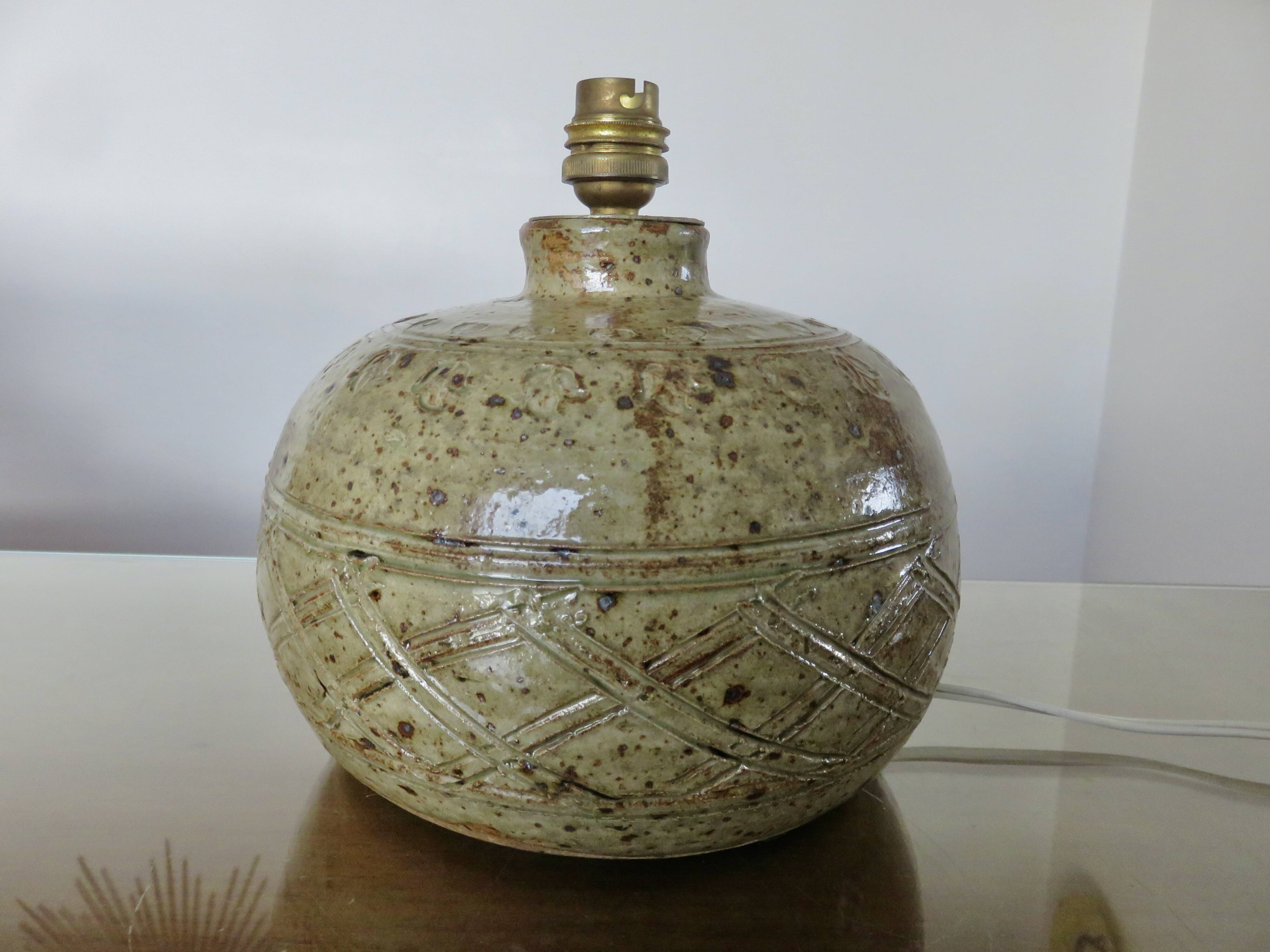 Stoneware lamp signed, around 1960