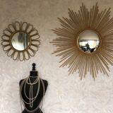 Golden rattan sun mirror 50cm