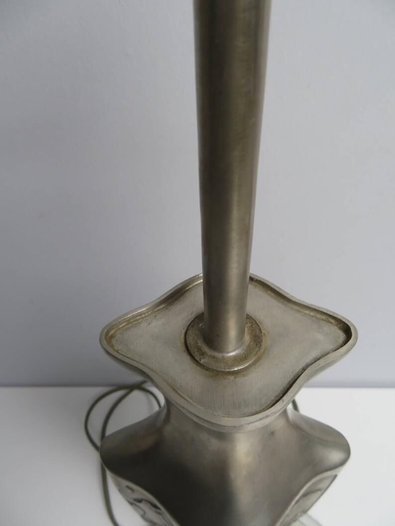 Vintage style pewter lamp base, potstainiers hutois