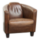 Fauteuil design aviateur en cuir de vache couleur cognac robuste