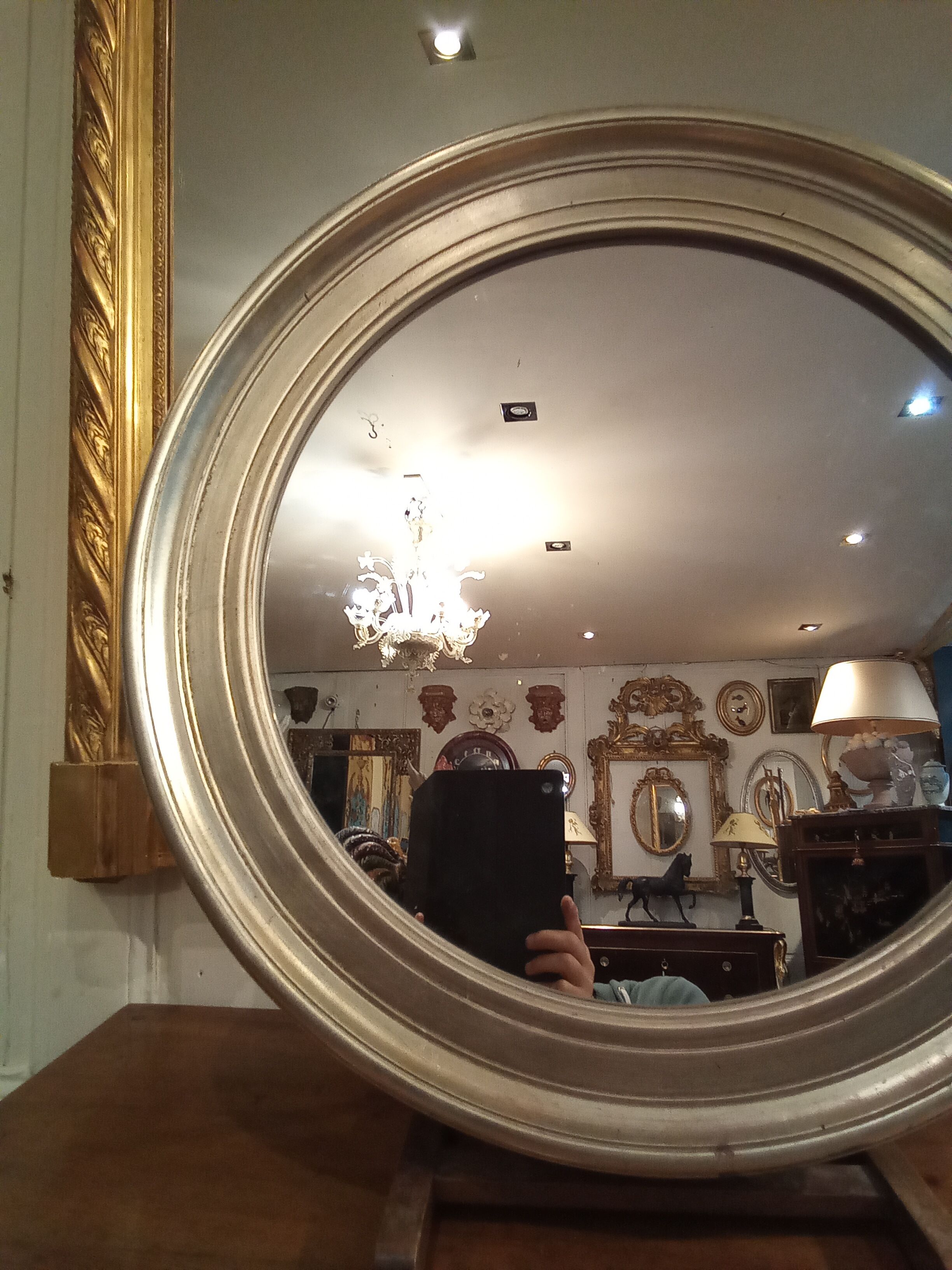 Silver round mirror 64cm