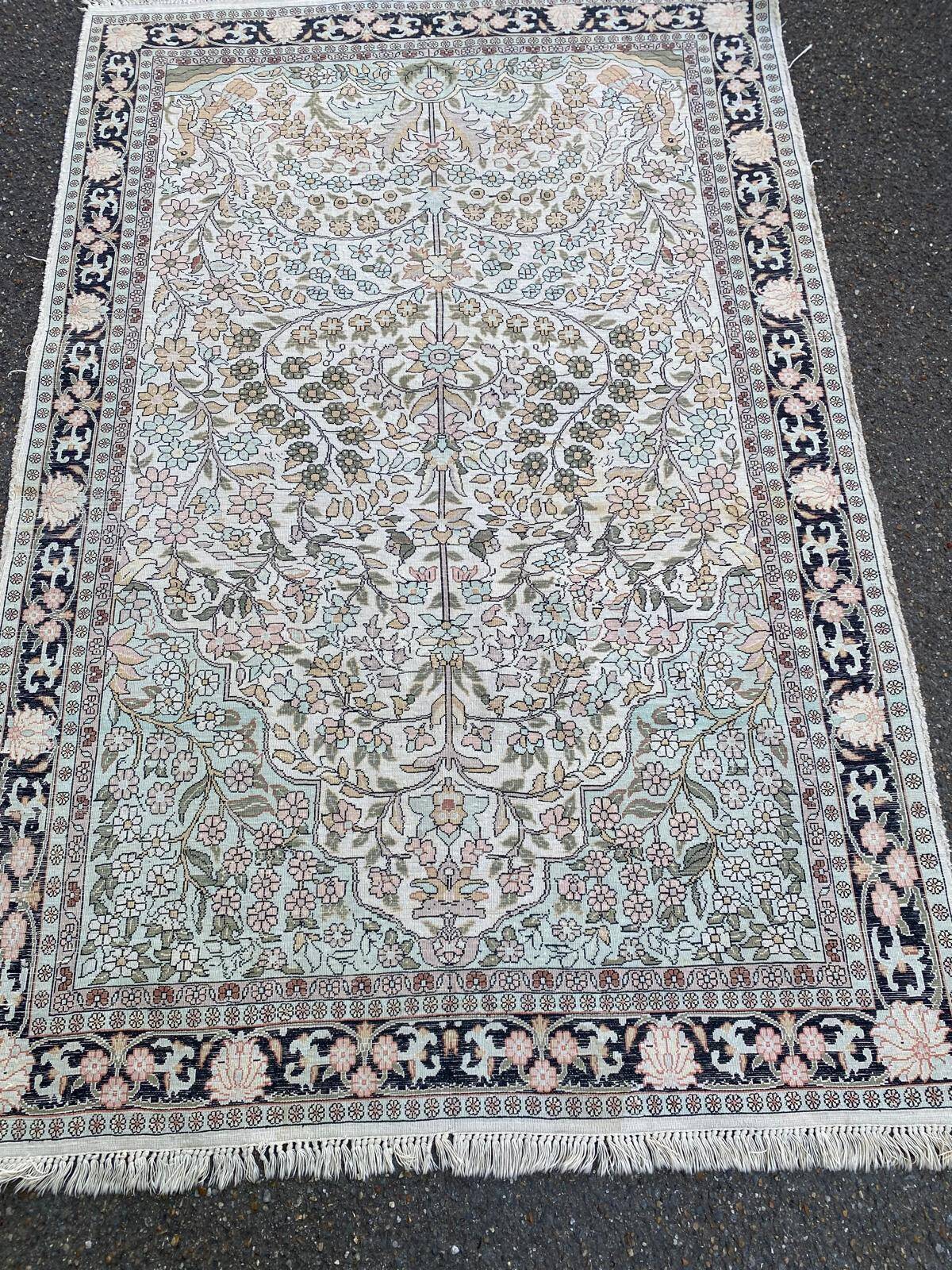 Handmade beige wool Persian rug 130x200