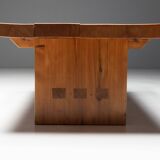 Alpine elmwood dining table in the style of Pierre Chapo, France, 1960s