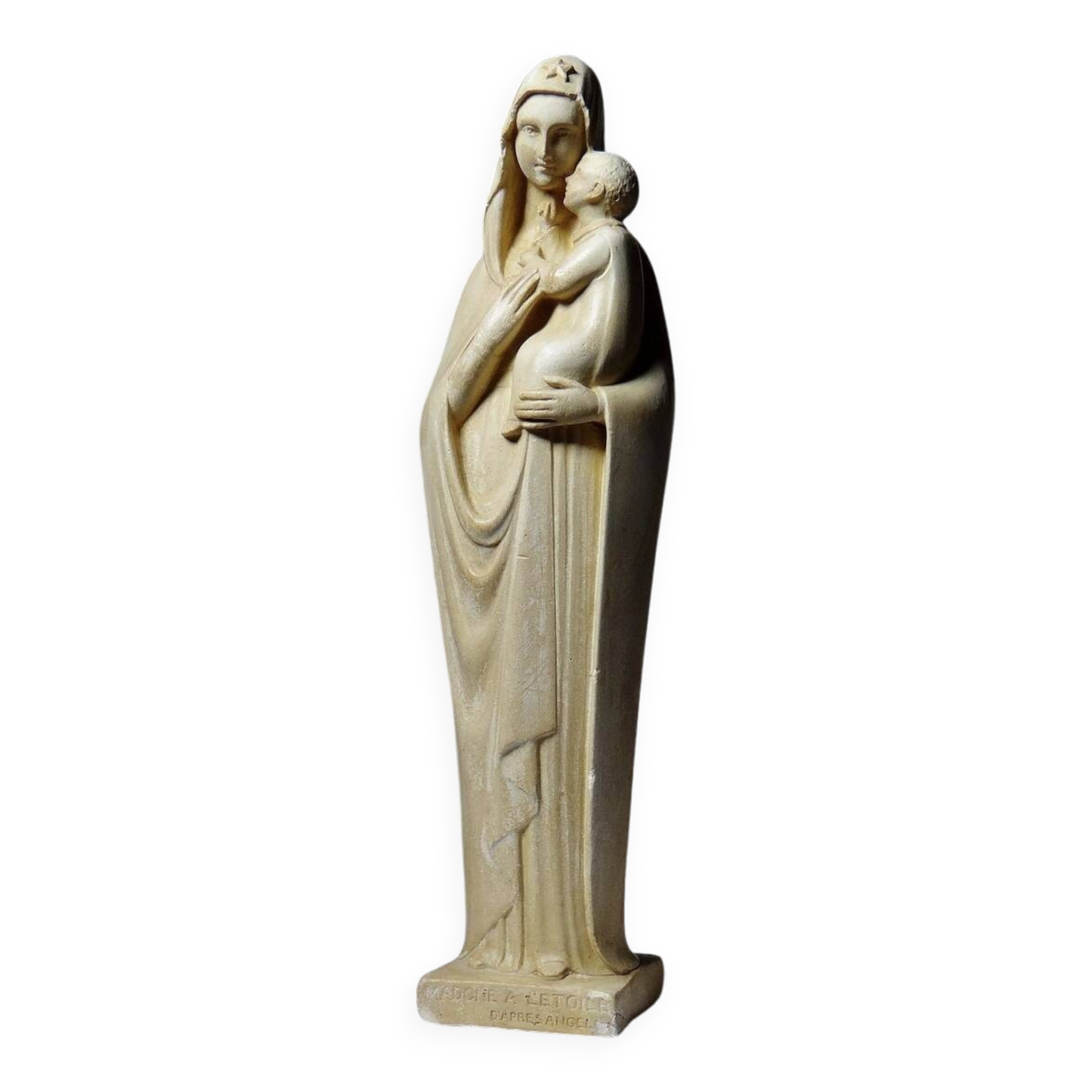 old "Virgin with the star" and child in waxed plaster
