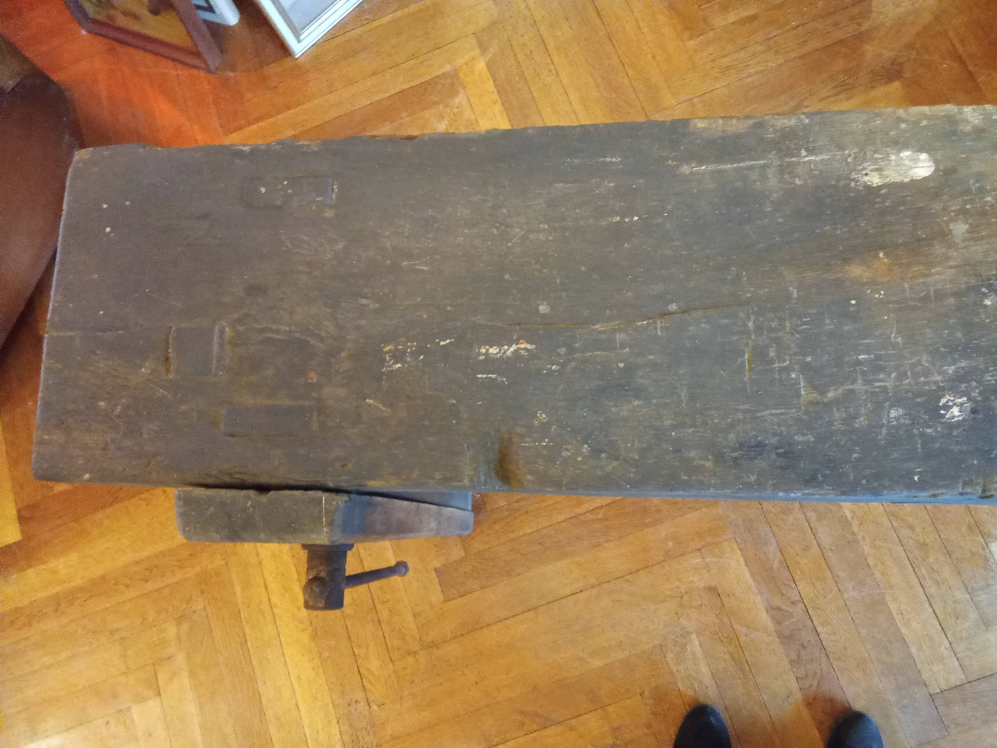 Old carpenter's workbench for furniture making.