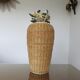 Rattan vase, braided rope and 80s ceramics