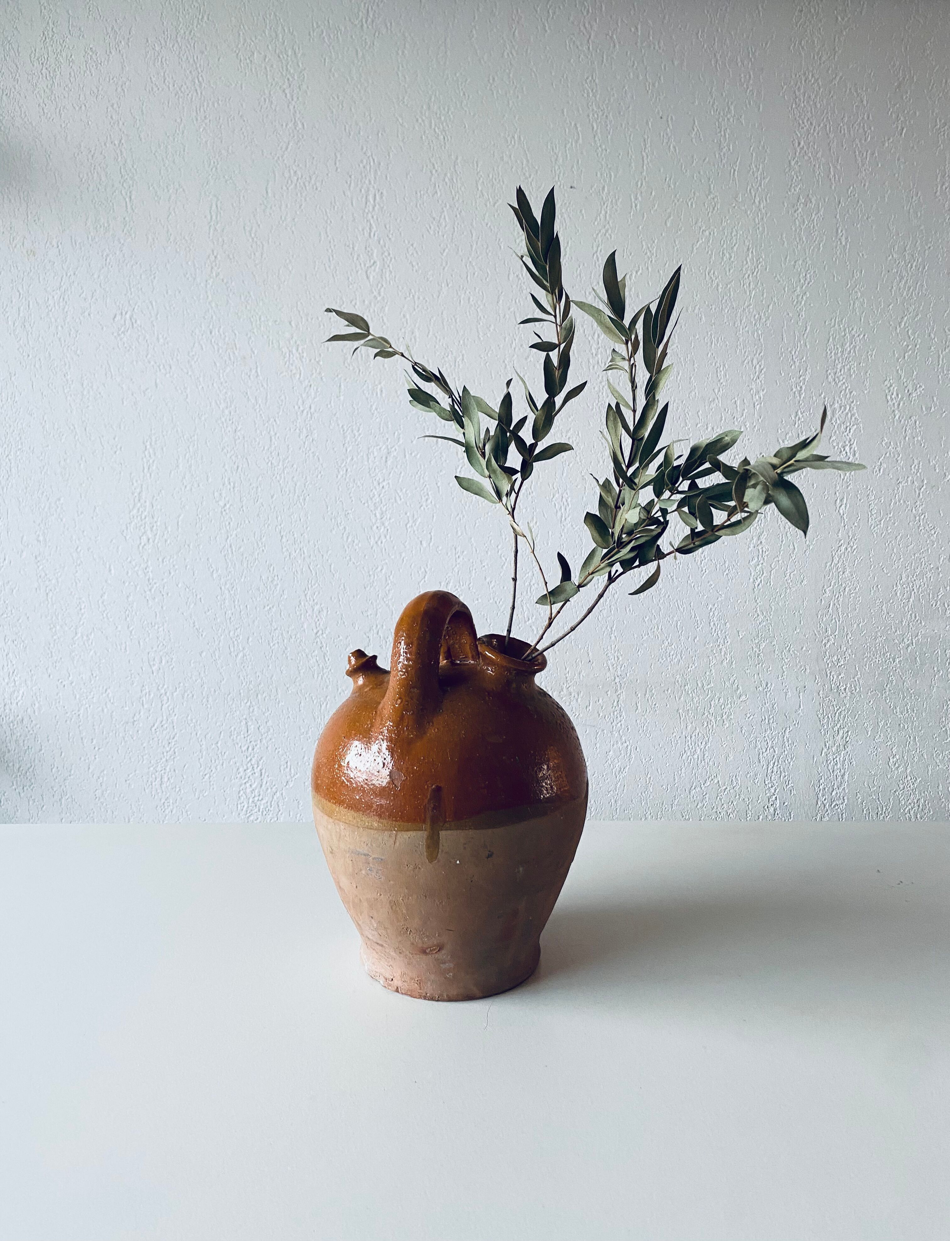 Old bohemian pottery, terracotta jug