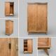 Vintage wardrobe with compass legs in raw wood, sliding doors, 1960s