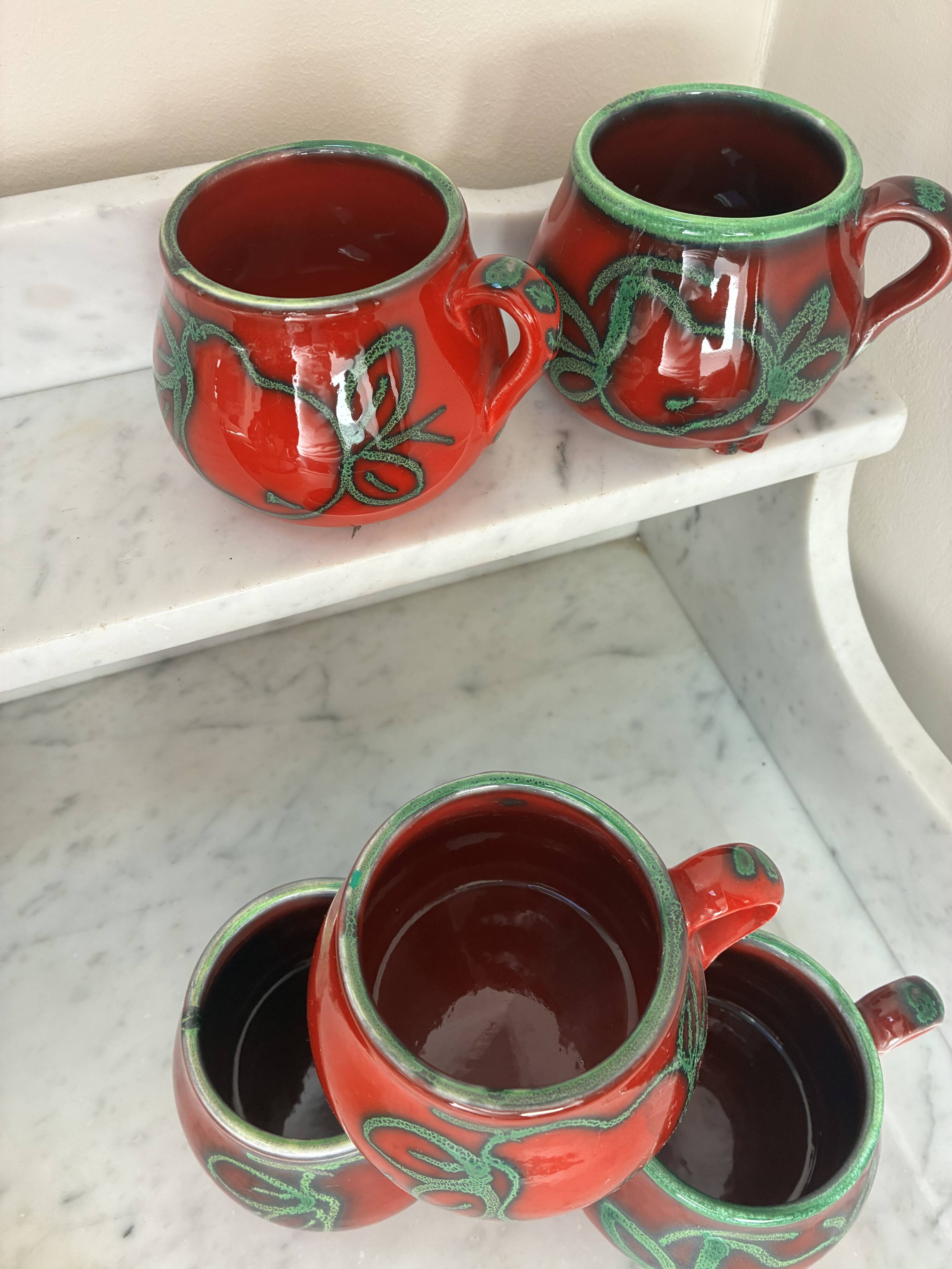 Vintage Italy handmade glazed ceramic cups
