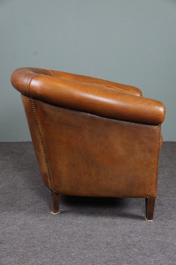 Fauteuil club en cuir de mouton robuste