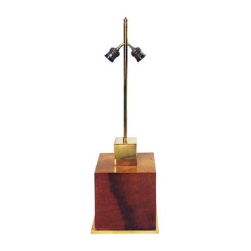 Willy Rizzo Lampe de table cube en bois de loupe laquée années 1970 Hollywood Regency Glamour