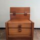Pair of vintage bedside tables with high backrest in wood - 1970s