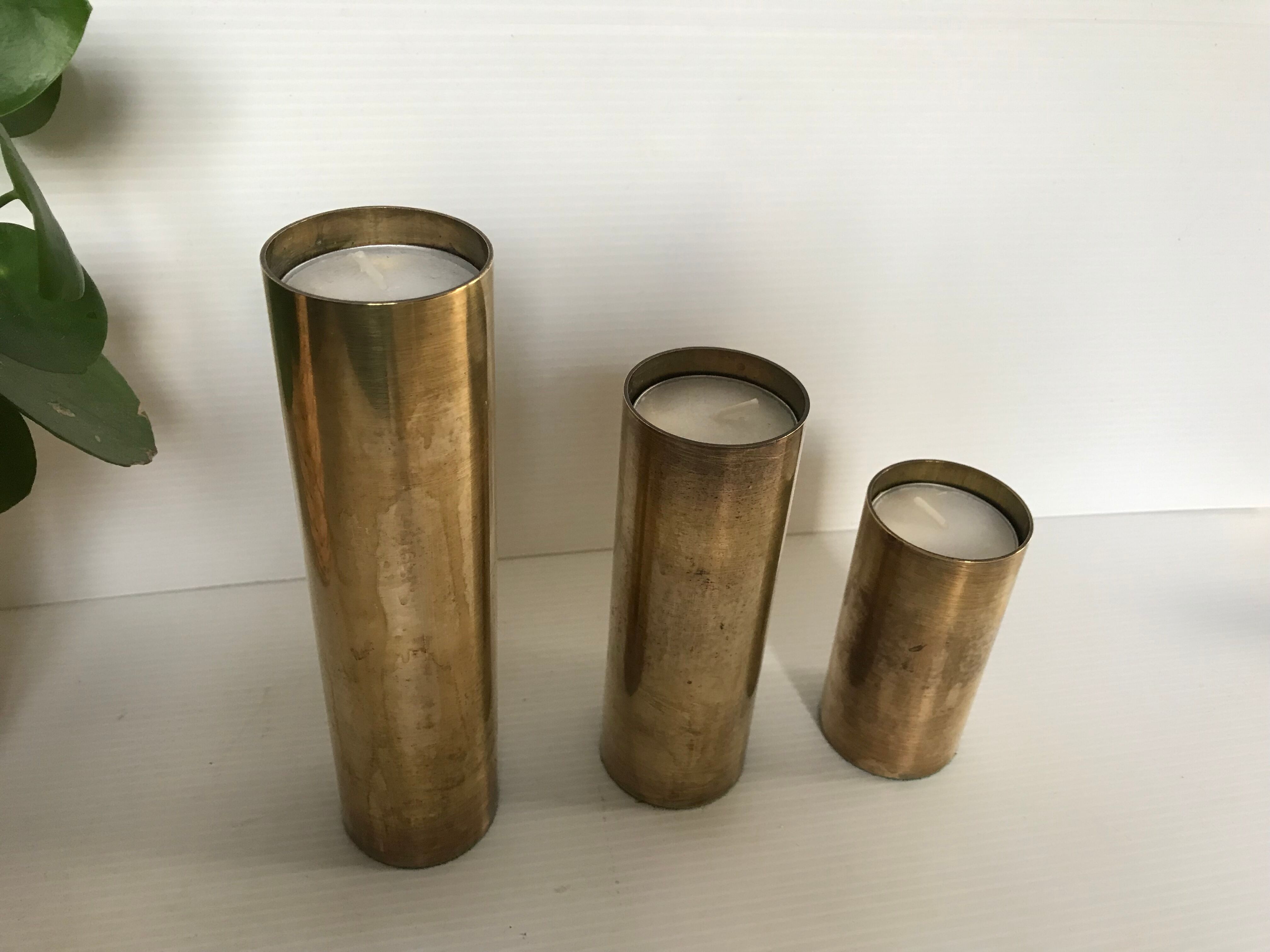 Scandinavian brass candle holders circa 1950