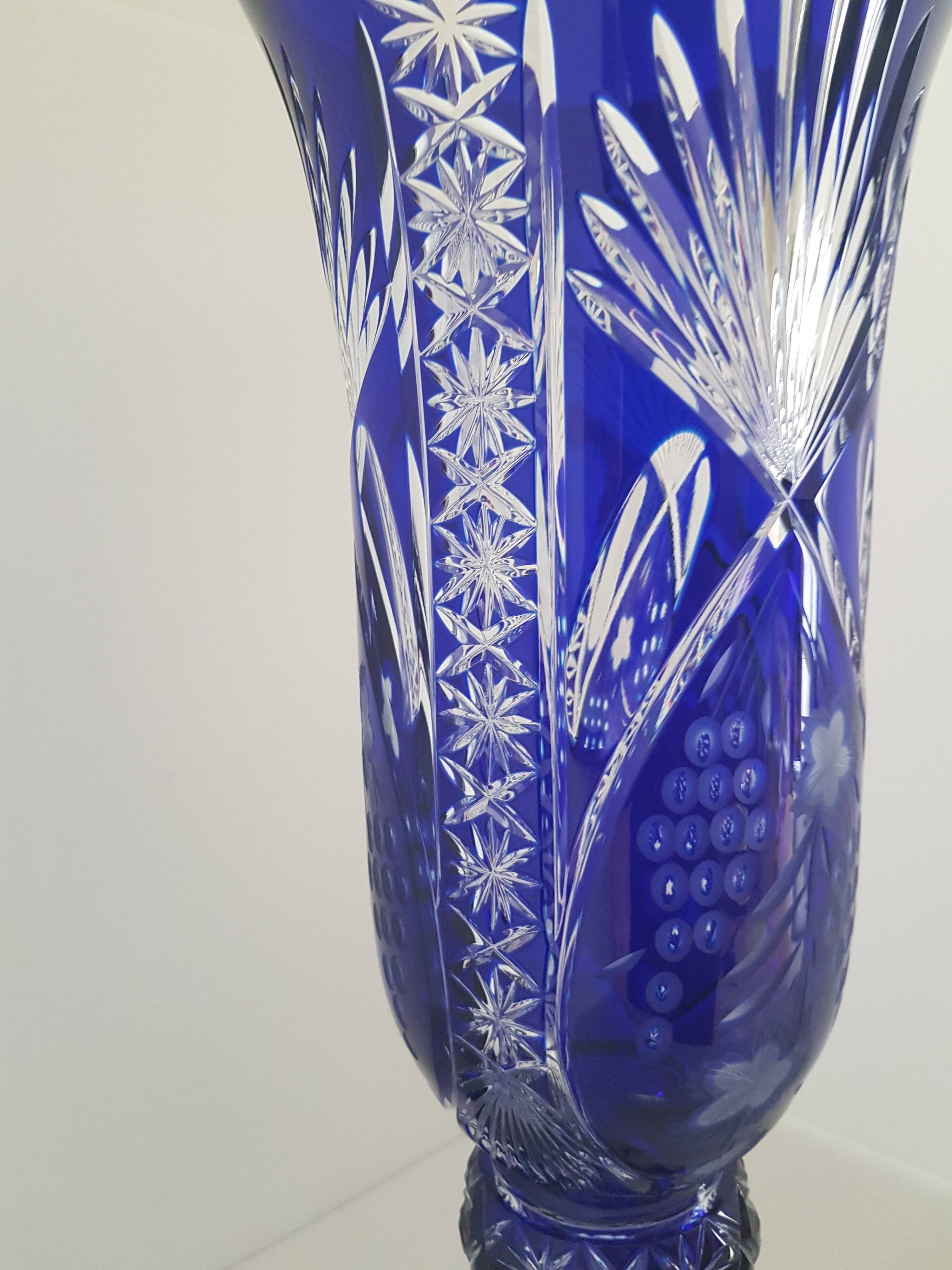 Vase bleu cristallery of lorraine - large model