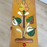Vintage Hand-Painted Wooden Footstool: Yugoslavian Folk Art Decor