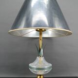 Pineapple lamp in crystal and patinated metal, France, 1950